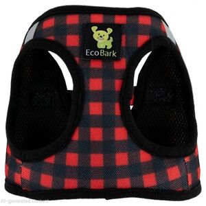 EcoBark Red and Black Checkered Dog Harness